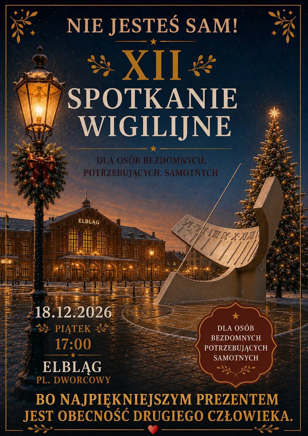 Elbląg przygotowuje się do XII Wigilii „Nie jesteś sam!”. Potrzebni wolontariusze i darczyńcy